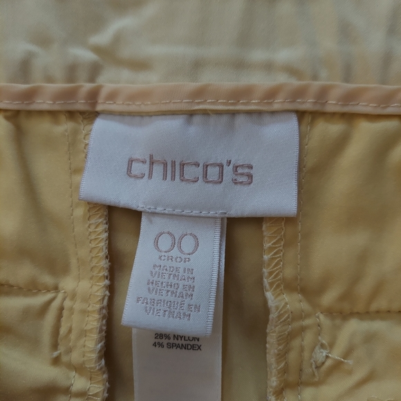 Vintage Retro Chico Pale Yellow Capri Chopped Rolled Cuff Pants, XS, 00 - Picture 8 of 8